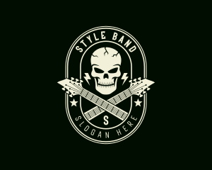 Skull Rockstar Guitar logo design