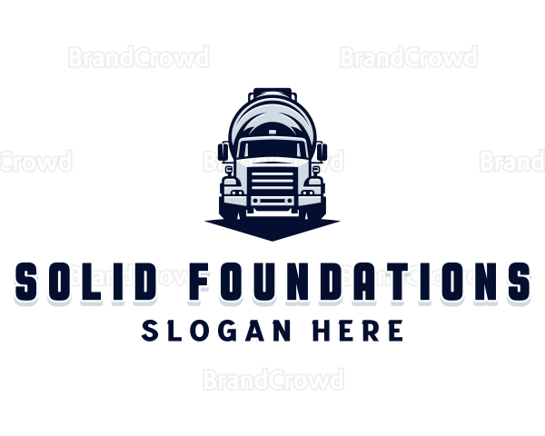 Concrete Mixer Truck Construction Logo