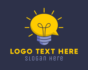 Fluorescent - Lightbulb Idea Communication logo design