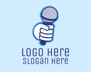 Fist - Microphone Podcast Media logo design