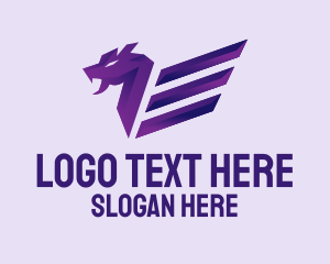 Dragon - Winged Purple Dragon logo design