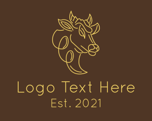 Wild - Minimalist Cowhead Profile logo design