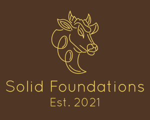 Cattle - Minimalist Cowhead Profile logo design