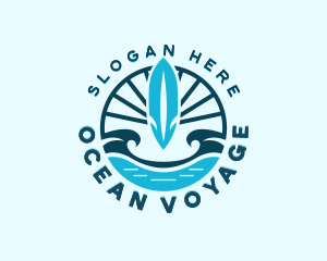 Surfboard Surfing Wave logo design