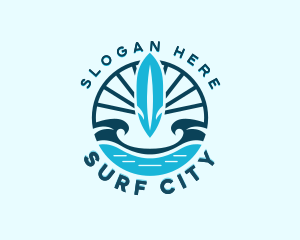 Surfboard Surfing Wave logo design