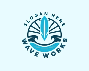 Surfboard Surfing Wave logo design