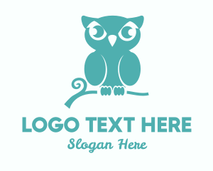 Cute - Teal Owl Branch logo design