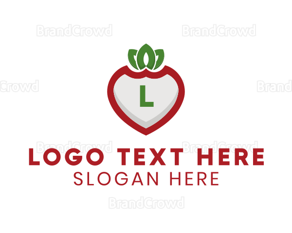 Strawberry Shield Fruit Logo