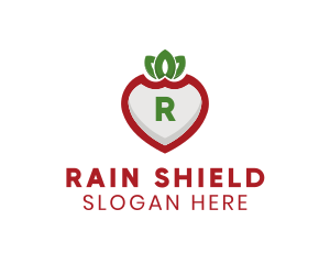 Strawberry Shield Fruit logo design