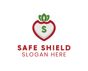 Strawberry Shield Fruit logo design