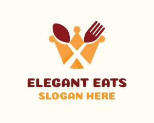 Dinnerware - Crown Restaurant Spoon & Fork logo design