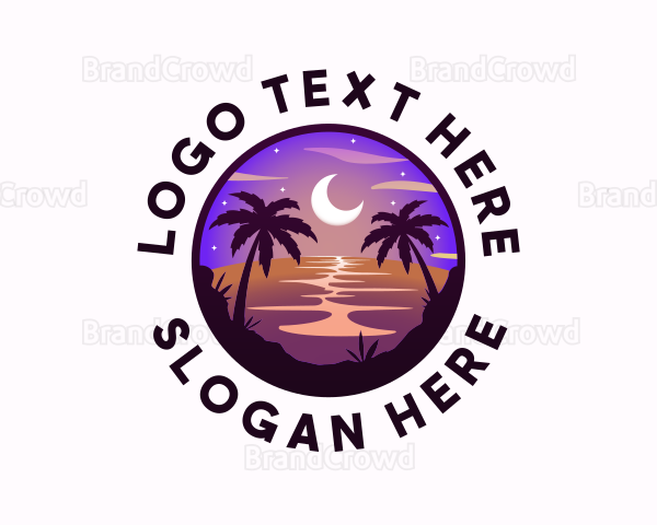 Night Tropical Beach Logo