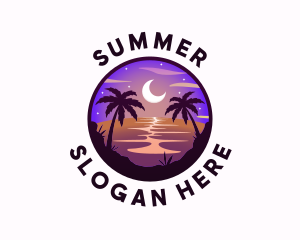 Night Tropical Beach logo design