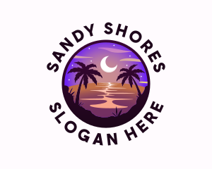 Night Tropical Beach logo design