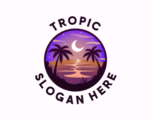 Night Tropical Beach logo design