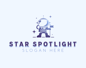 Astronaut Flag Star logo design