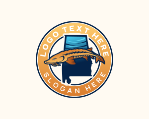 Map - Alabama Sturgeon Fish logo design