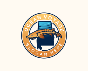 Alabama Sturgeon Fish logo design