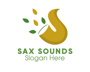 Sax - Trumpet Leaves Music logo design