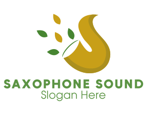 Saxophone - Trumpet Leaves Music logo design
