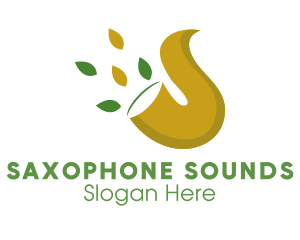 Saxophone - Trumpet Leaves Music logo design