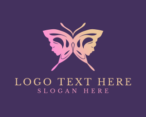 Massage - Woman Butterfly Wellness logo design