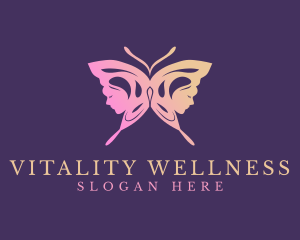 Woman Butterfly Wellness logo design