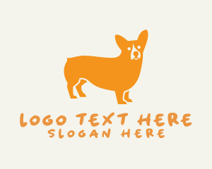 Orange Puppy - Orange Corgi Dog logo design