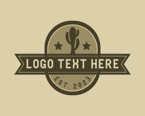 Western Retro Cactus Banner Logo