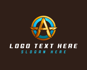 Badge - Shield Buckler Letter A logo design