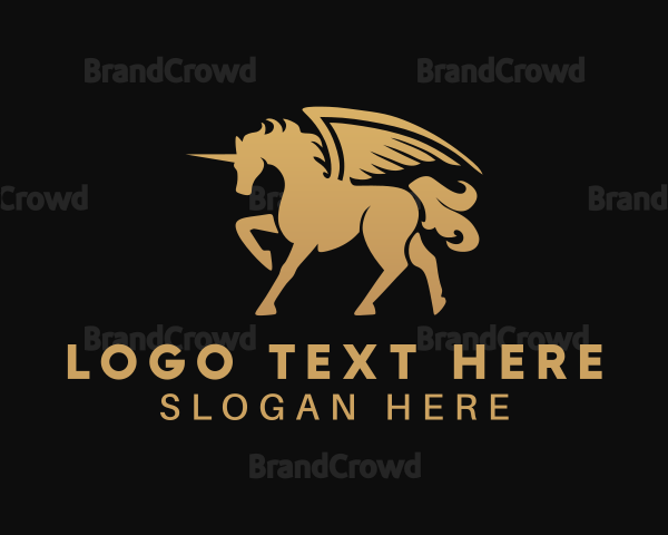 Golden Unicorn Pegasus Logo