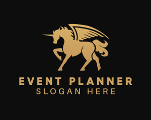 Golden Unicorn Pegasus Logo