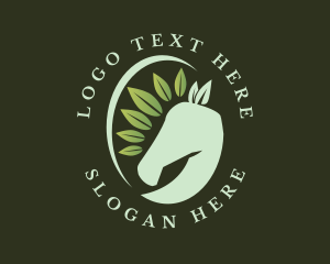 Organic - Horse Equestrian Leaf logo design