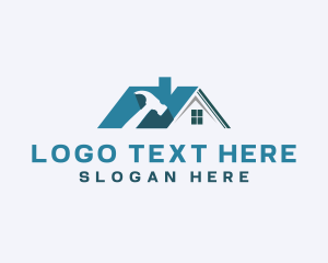 House - Roof Builder Hammer logo design