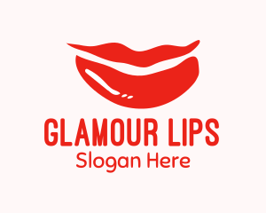 Smiling Red Lips logo design