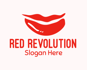 Smiling Red Lips logo design