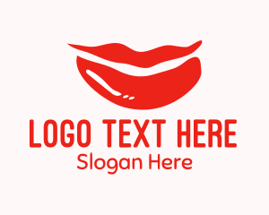 Lip Gloss - Smiling Red Lips logo design