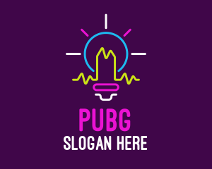 Neon Pulse Lightbulb Logo