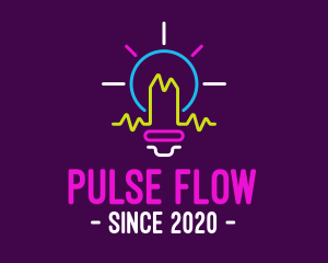 Neon Pulse Lightbulb logo design