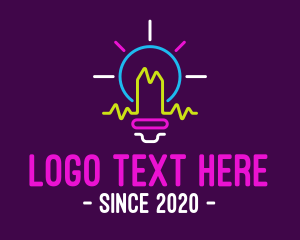 Lounge - Neon Pulse Lightbulb logo design