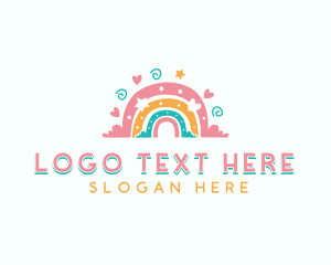 Daycare Boho Rainbow logo design