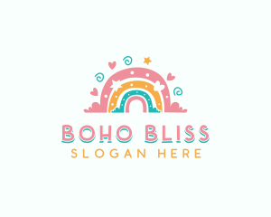 Daycare Boho Rainbow logo design