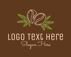 Marijuana - Coffee Bean Weed Leaf logo design