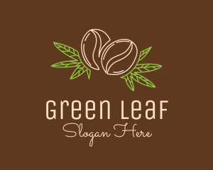 Coffee Bean Weed Leaf logo design