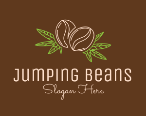 Coffee Bean Weed Leaf logo design