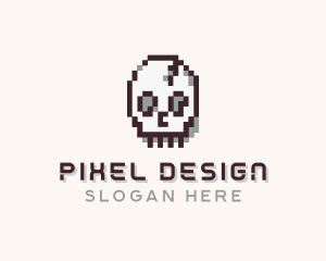 Skull Pixel logo design