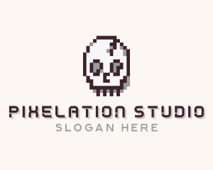 Skull Pixel logo design