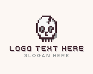 Video Gamer - Skull Pixel logo design