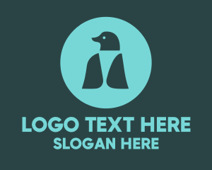 Antarctic - Blue Penguin Silhouette logo design