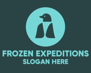 Antarctic - Blue Penguin Silhouette logo design